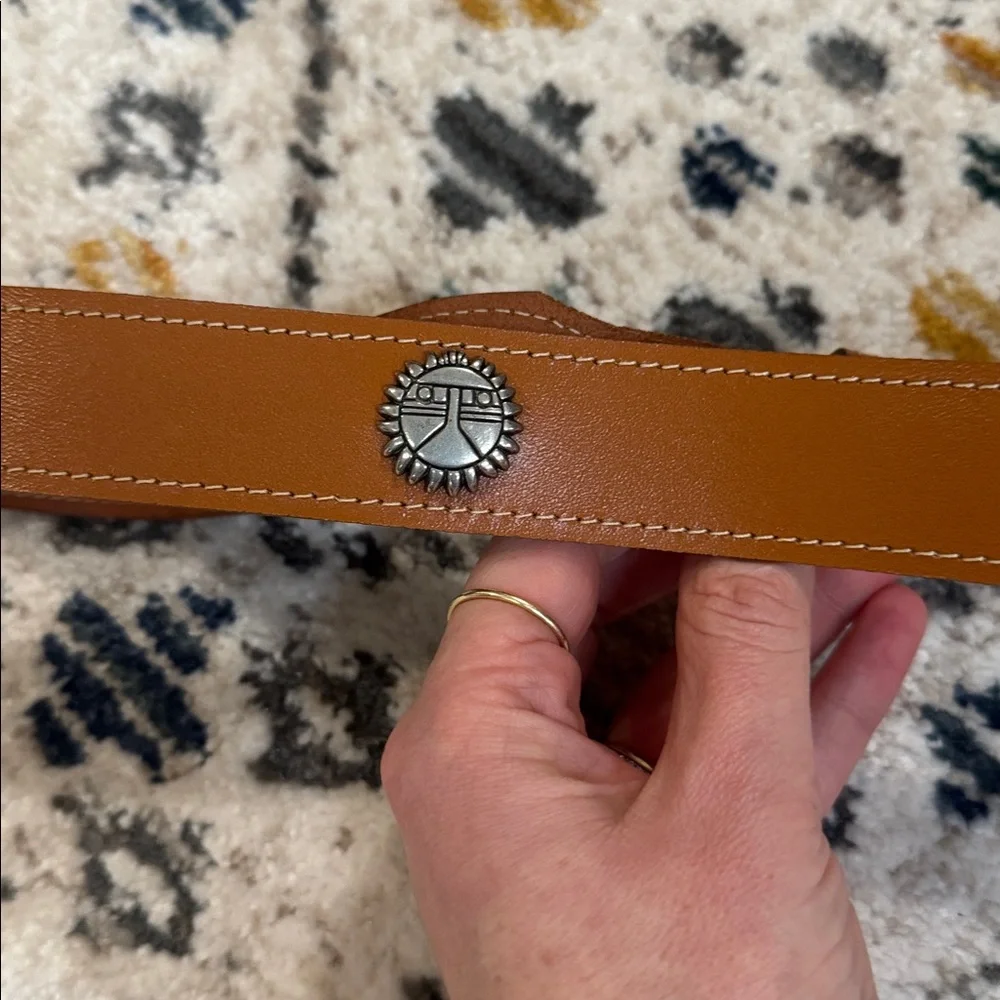 Leather Western Belt Brown USA Thunderbird Buffalo Concho Size 40 Southwestern